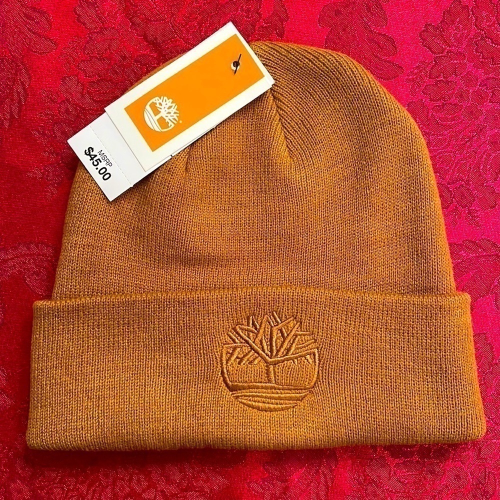 Brand New Timberland Knit Stretch Beanie Cuffed Hat Embroidered Logo